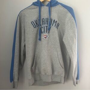 NBA Oklahoma City Thunder gray blue kangaroo pocket pullover hoodie basketball S